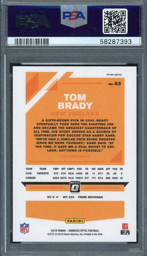 Tom Brady 2019 Panini Donruss Optic Holo Football Card #63 Graded PSA 10-Powers Sports Memorabilia