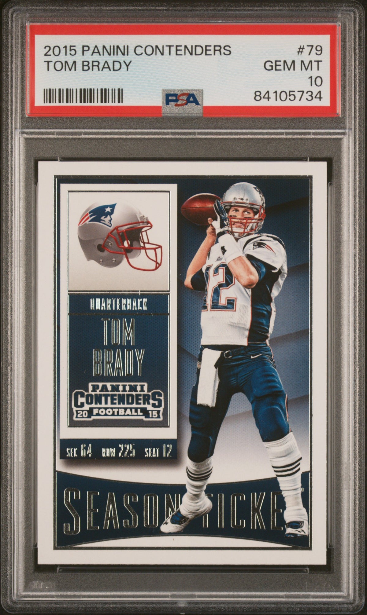 Tom Brady 2015 Panini Contenders Football Card #79 Graded PSA 10-Powers Sports Memorabilia