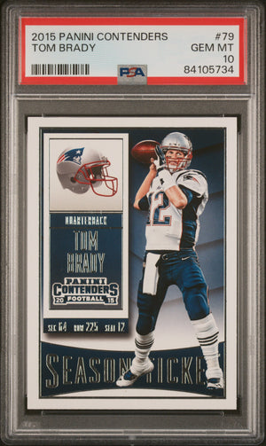 Tom Brady 2015 Panini Contenders Football Card #79 Graded PSA 10-Powers Sports Memorabilia