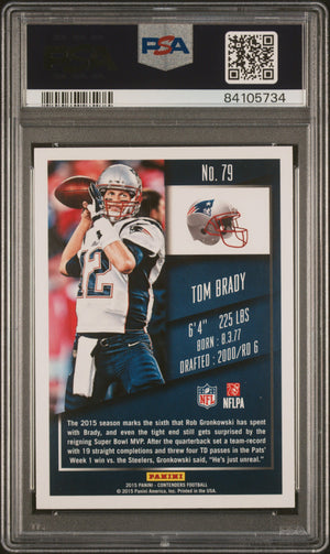 Tom Brady 2015 Panini Contenders Football Card #79 Graded PSA 10-Powers Sports Memorabilia