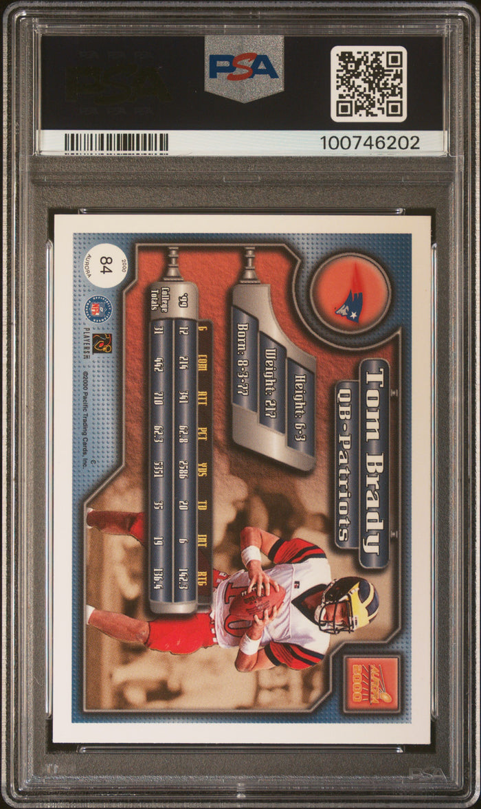 Tom Brady 2000 Pacific Aurora Football Rookie Card #84 Graded PSA 7-Powers Sports Memorabilia
