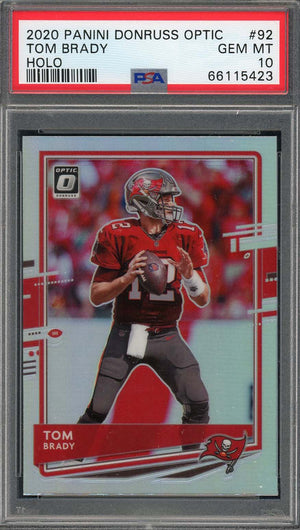 Tom Brady 2020 Panini Donruss Optic Holo Football Card #92 Graded PSA 10-Powers Sports Memorabilia