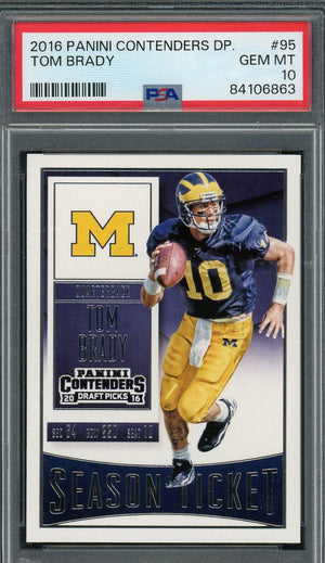 Tom Brady 2016 Panini Contenders DP Football Card #95 Graded PSA 10-Powers Sports Memorabilia