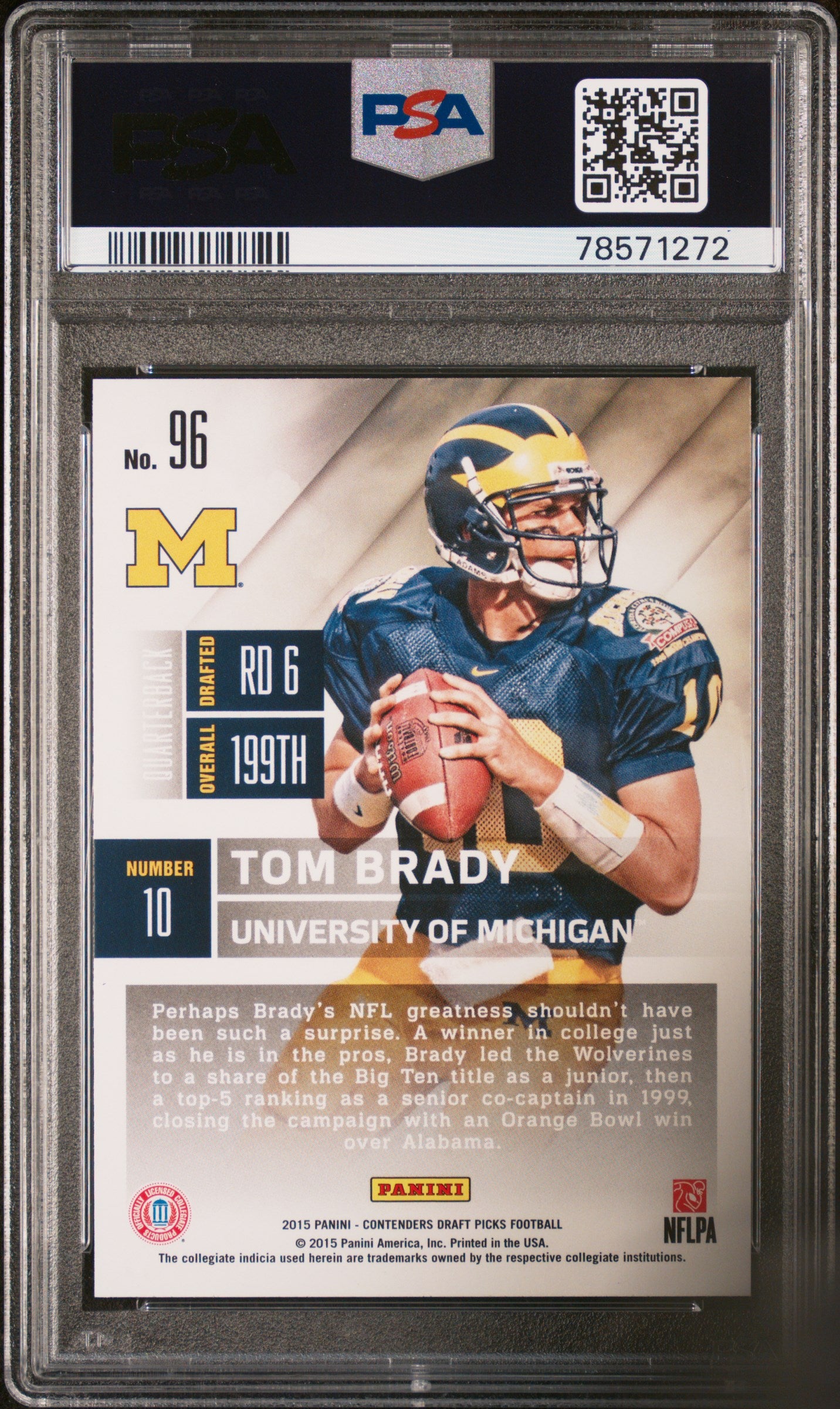 Tom Brady 2015 Panini Contenders Draft Picks Football Card #96 Graded PSA 10-Powers Sports Memorabilia
