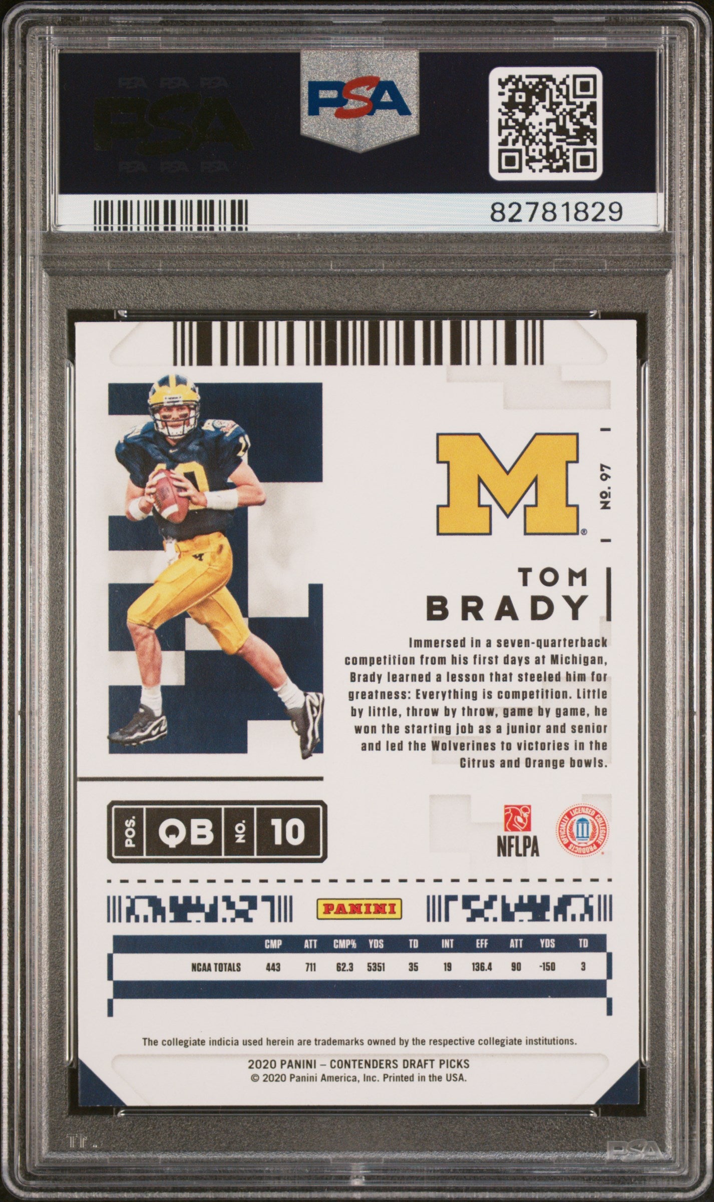 Tom Brady 2020 Panini Contenders Draft Picks Football Card #97 Graded PSA 10-Powers Sports Memorabilia