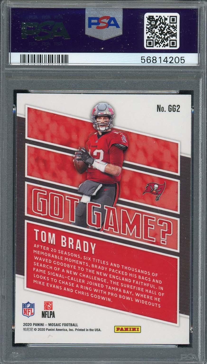 Tom Brady 2020 Panini Mosaic Got Game? Football Card #GG2 PSA 10-Powers Sports Memorabilia