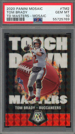 Tom Brady 2020 Panini Mosaic TD Masters Silver Prizm Card #TM2 Graded PSA 10-Powers Sports Memorabilia