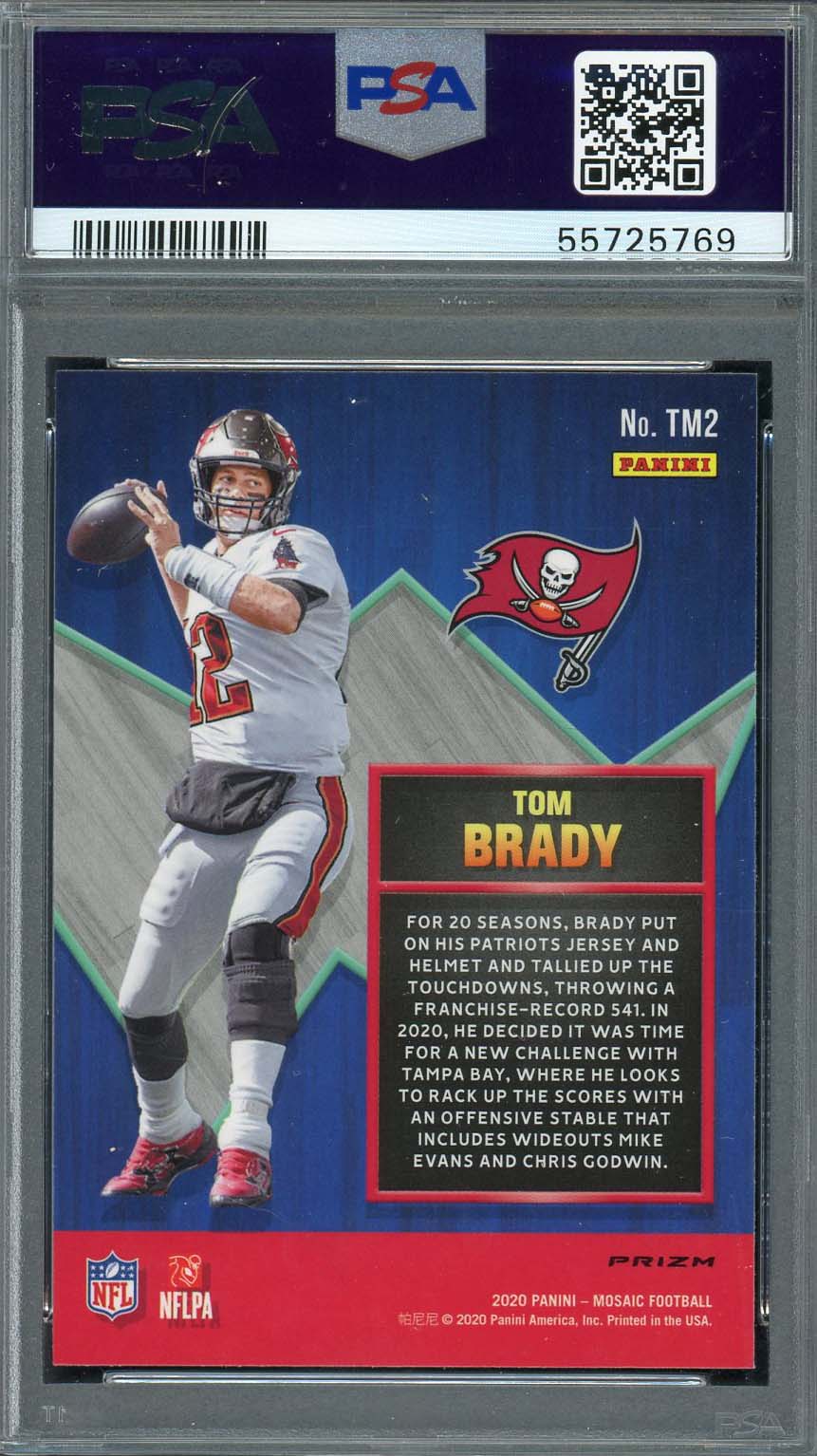 Tom Brady 2020 Panini Mosaic TD Masters Silver Prizm Card #TM2 Graded PSA 10-Powers Sports Memorabilia