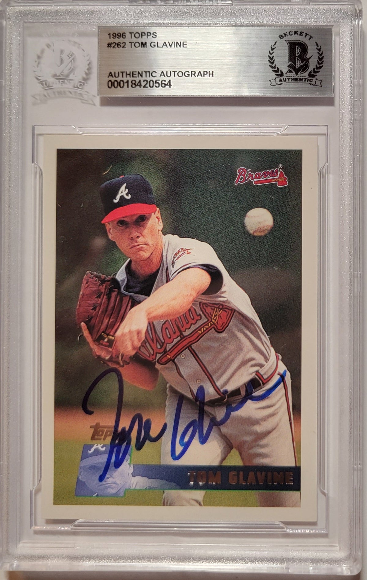 Tom Glavine Signed Atlanta Braves 1996 Topps #262 Card - Beckett-Powers Sports Memorabilia
