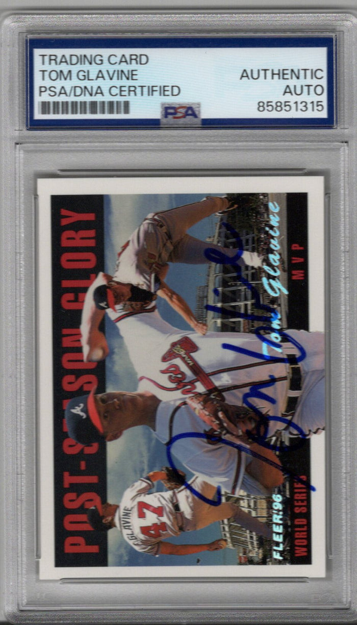 Tom Glavine Signed Atlanta Braves 1996 Fleer World Series MVP Card PSA AUTHENTIC AUTO-Powers Sports Memorabilia