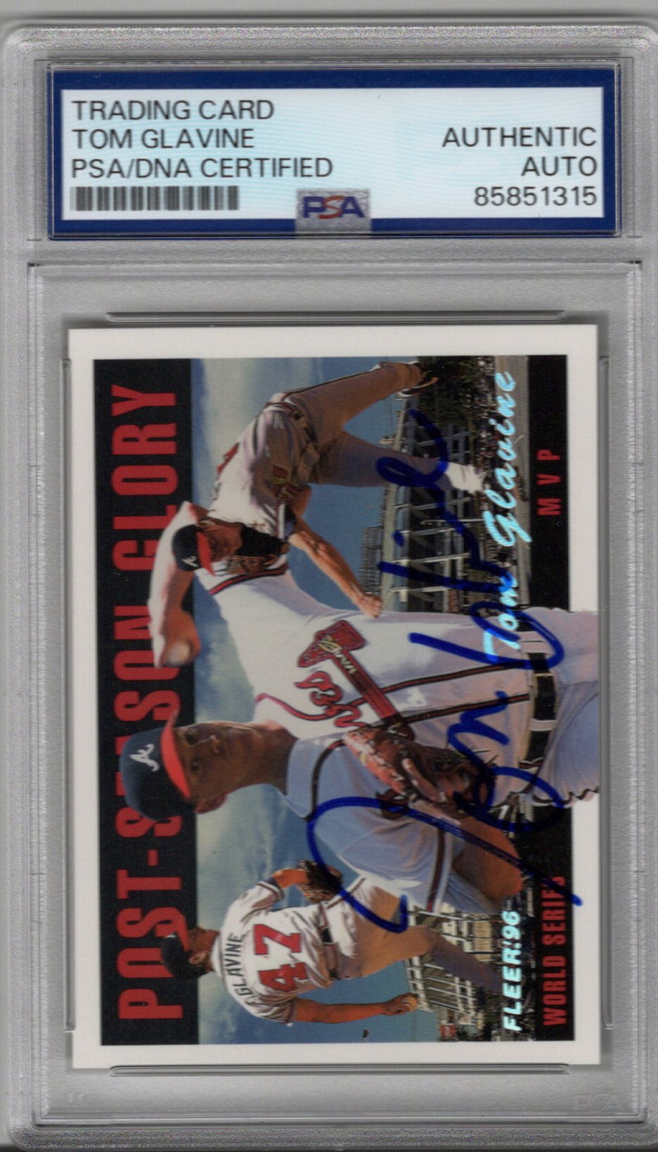 Tom Glavine Signed Atlanta Braves 1996 Fleer World Series MVP Card PSA AUTHENTIC AUTO-Powers Sports Memorabilia