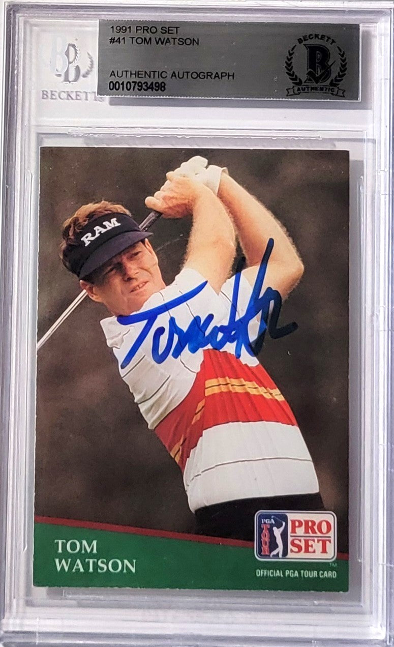 Tom Watson Signed PGA Tour Golf Encapsulated 1991 Pro Set #41 Card - Beckett-Powers Sports Memorabilia