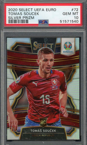 Tomas Soucek 2020 Select UEFA Euro Silver Prizm Soccer Rookie Card #72 PSA 10-Powers Sports Memorabilia