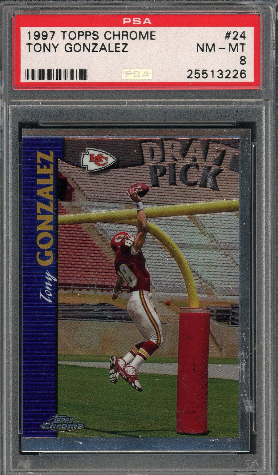 Tony Gonzalez 1997 Topps Chrome Football Rookie Card #24 Graded PSA 8-Powers Sports Memorabilia
