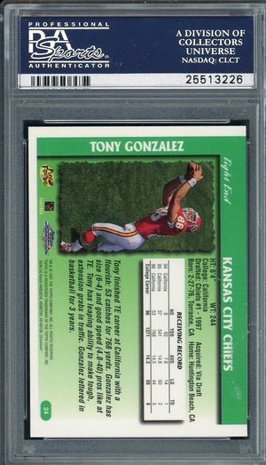 Tony Gonzalez 1997 Topps Chrome Football Rookie Card #24 Graded PSA 8-Powers Sports Memorabilia