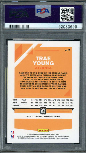 Trae Young 2019 Panini Donruss Optic Basketball Card #2 Graded PSA 10-Powers Sports Memorabilia