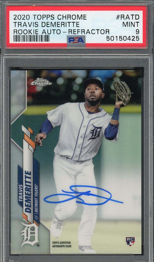 Travis Demeritte 2020 Topps Chrome Rookie Auto Refractor Card #RATD PSA 9 /499-Powers Sports Memorabilia