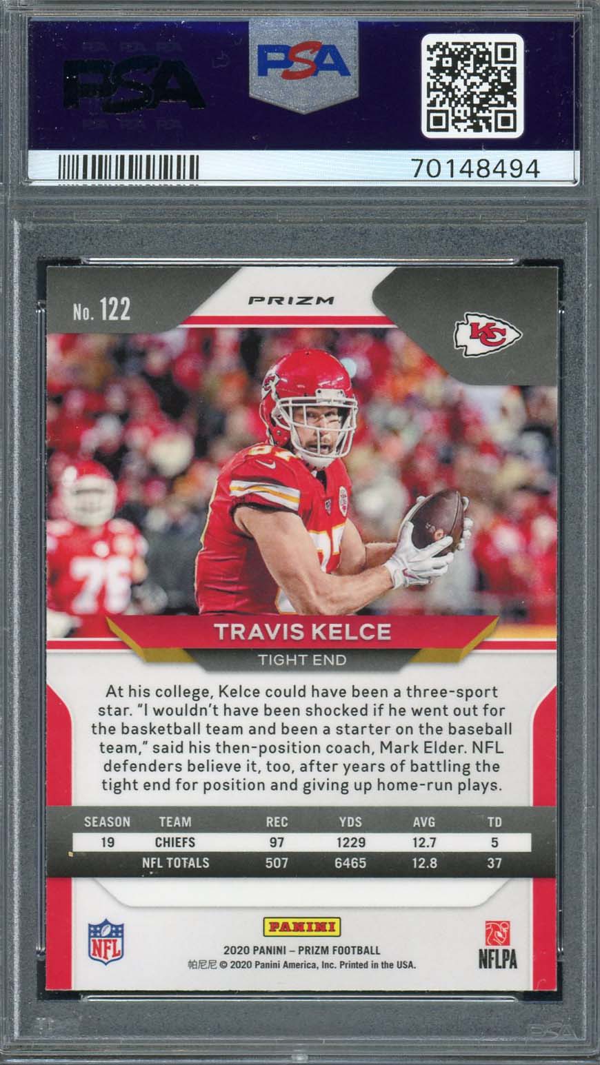 Travis Kelce 2020 Panini Prizm Red Ice Football Card #122 Graded PSA 10-Powers Sports Memorabilia