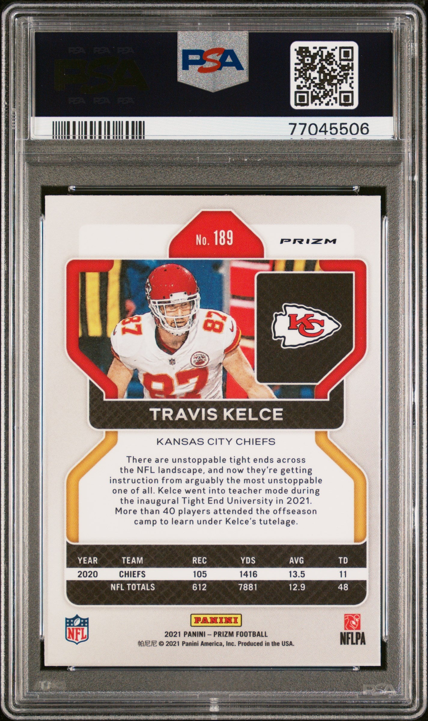 Travis Kelce 2021 Panini Prizm Red Ice Football Card #189 Graded PSA 10-Powers Sports Memorabilia