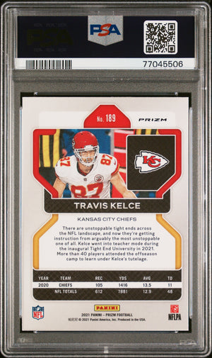 Travis Kelce 2021 Panini Prizm Red Ice Football Card #189 Graded PSA 10-Powers Sports Memorabilia