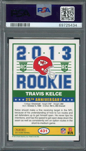 Travis Kelce 2013 Panini Score Football Rookie Card RC #431 Graded PSA 9-Powers Sports Memorabilia