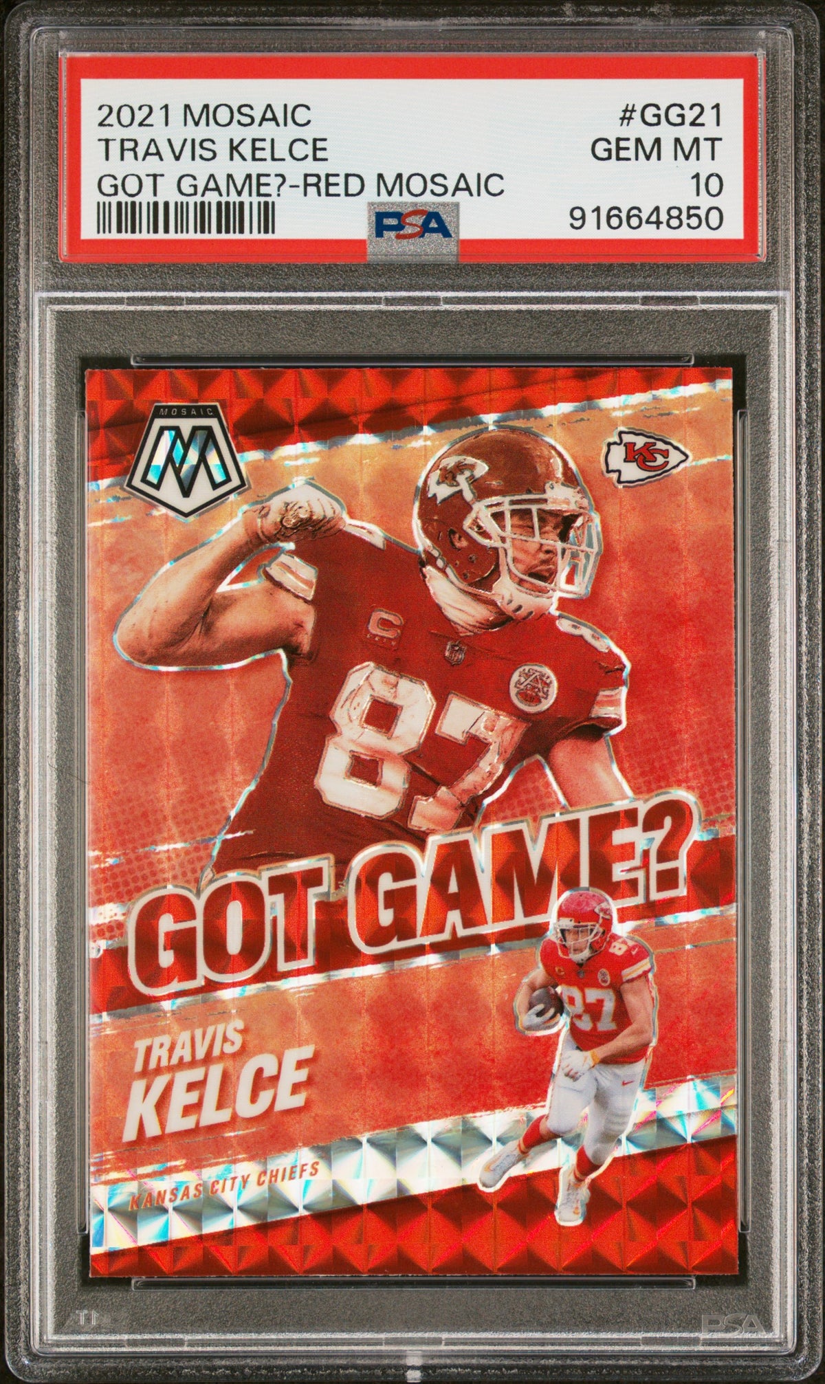 Travis Kelce 2021 Panini Mosaic Got Game? Red Football Card #GG21 Graded PSA 10-Powers Sports Memorabilia