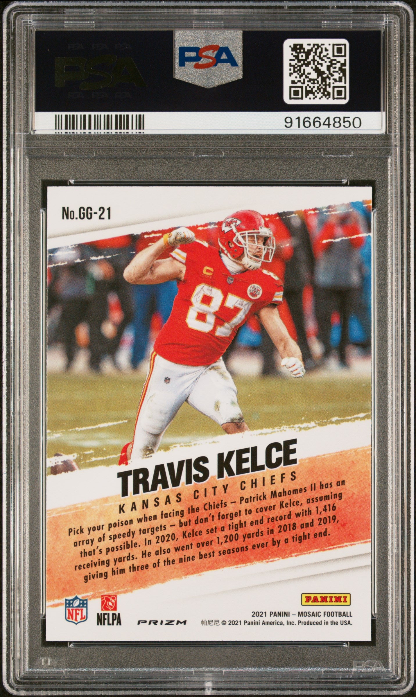 Travis Kelce 2021 Panini Mosaic Got Game? Red Football Card #GG21 Graded PSA 10-Powers Sports Memorabilia