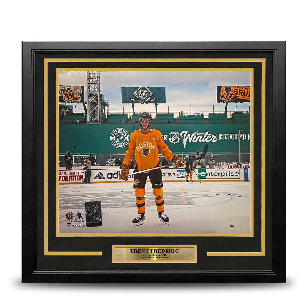 Trent Frederic Winter Classic Action Boston Bruins 11" x 14" Framed Hockey Display Photo-Powers Sports Memorabilia