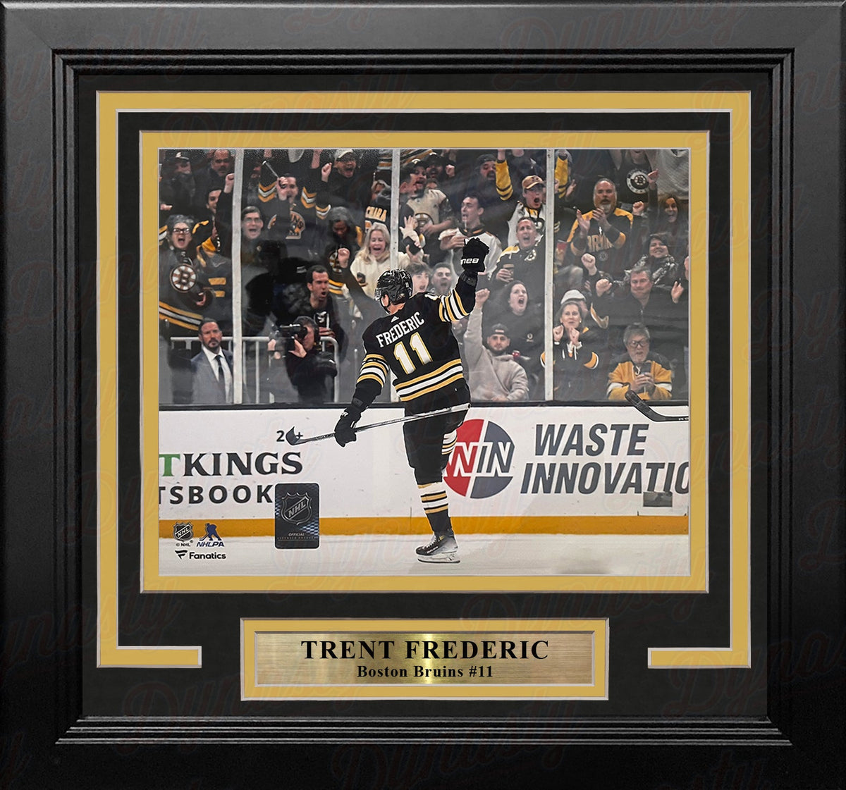 Trent Frederic Goal Celebration Boston Bruins 8" x 10" Framed Hockey Display Photo-Powers Sports Memorabilia