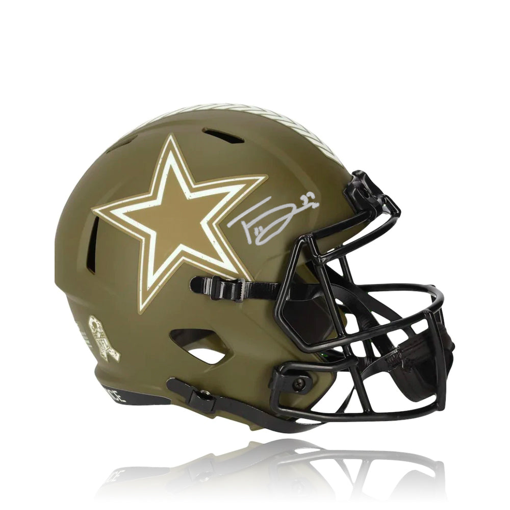 Trevon Diggs Dallas Cowboys Signed Salute to Service Speed Mini Helmet-Powers Sports Memorabilia
