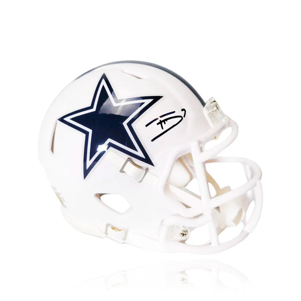 Trevon Diggs Dallas Cowboys Signed Alternate White Speed Mini Helmet-Powers Sports Memorabilia