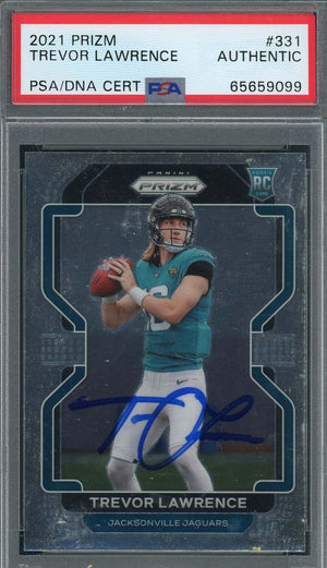 Trevor Lawrence Autographed 2021 Panini Prizm Signed Rookie Card #331 Auto PSA-Powers Sports Memorabilia