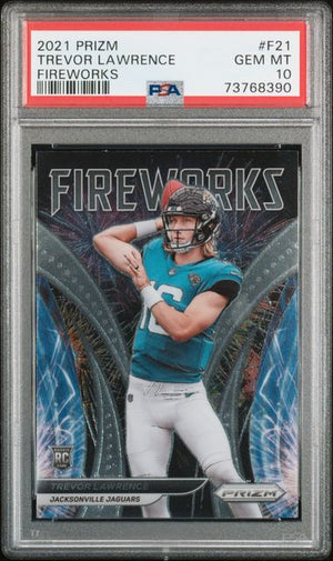 Trevor Lawrence 2021 Panini Prizm Fireworks Rookie Card #F21 Graded PSA 10-Powers Sports Memorabilia
