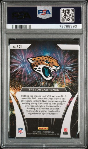 Trevor Lawrence 2021 Panini Prizm Fireworks Rookie Card #F21 Graded PSA 10-Powers Sports Memorabilia