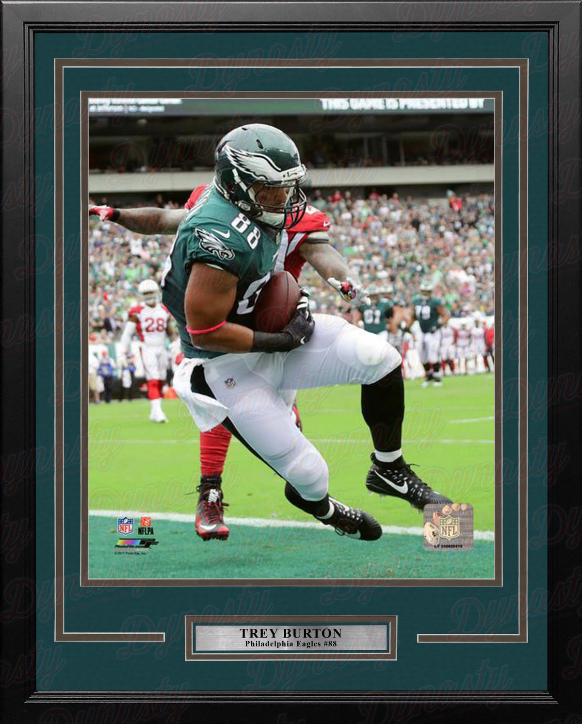 Trey Burton Touchdown Catch Philadelphia Eagles Framed Football Display Photo-Powers Sports Memorabilia