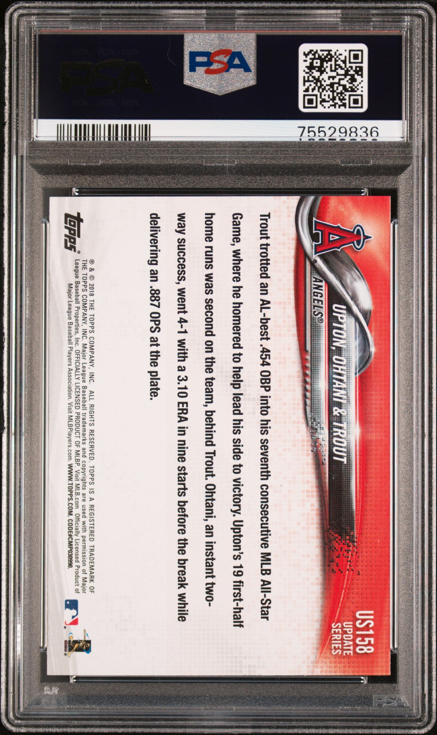 Shohei Ohtani Mike Trout 2018 Topps Update Baseball Card #US158 Graded PSA 10-Powers Sports Memorabilia