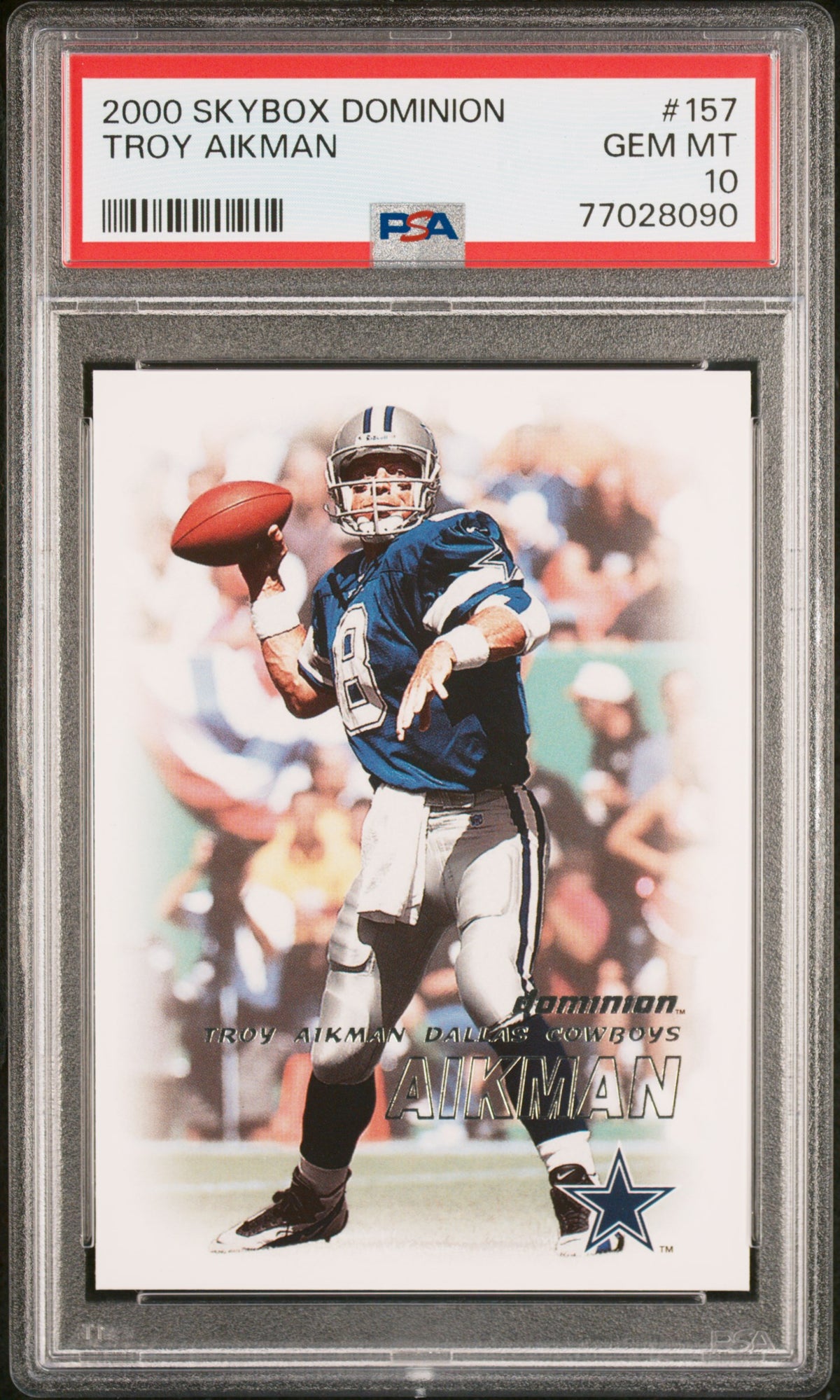 Troy Aikman 2000 Skybox Dominion Football Card #157 Graded PSA 10-Powers Sports Memorabilia