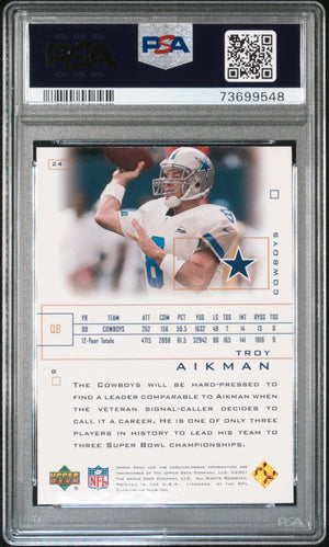 Troy Aikman 2001 Upper Deck Pros & Pros Football Card #24 Graded PSA 10-Powers Sports Memorabilia