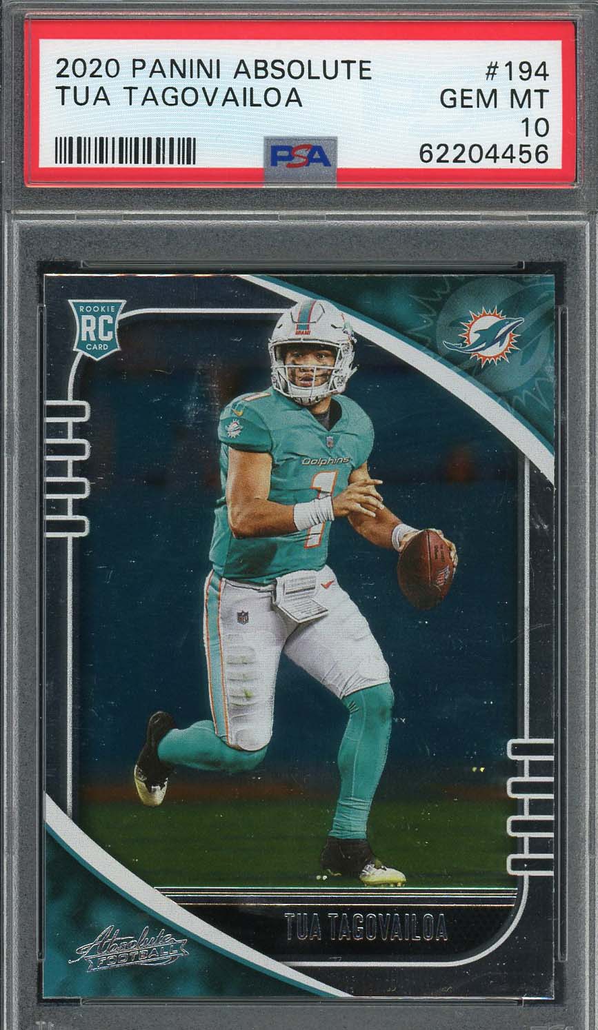 Tua Tagovailoa 2020 Panini Absolute Football Rookie Card RC #194 Graded PSA 10-Powers Sports Memorabilia