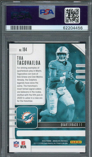 Tua Tagovailoa 2020 Panini Absolute Football Rookie Card RC #194 Graded PSA 10-Powers Sports Memorabilia