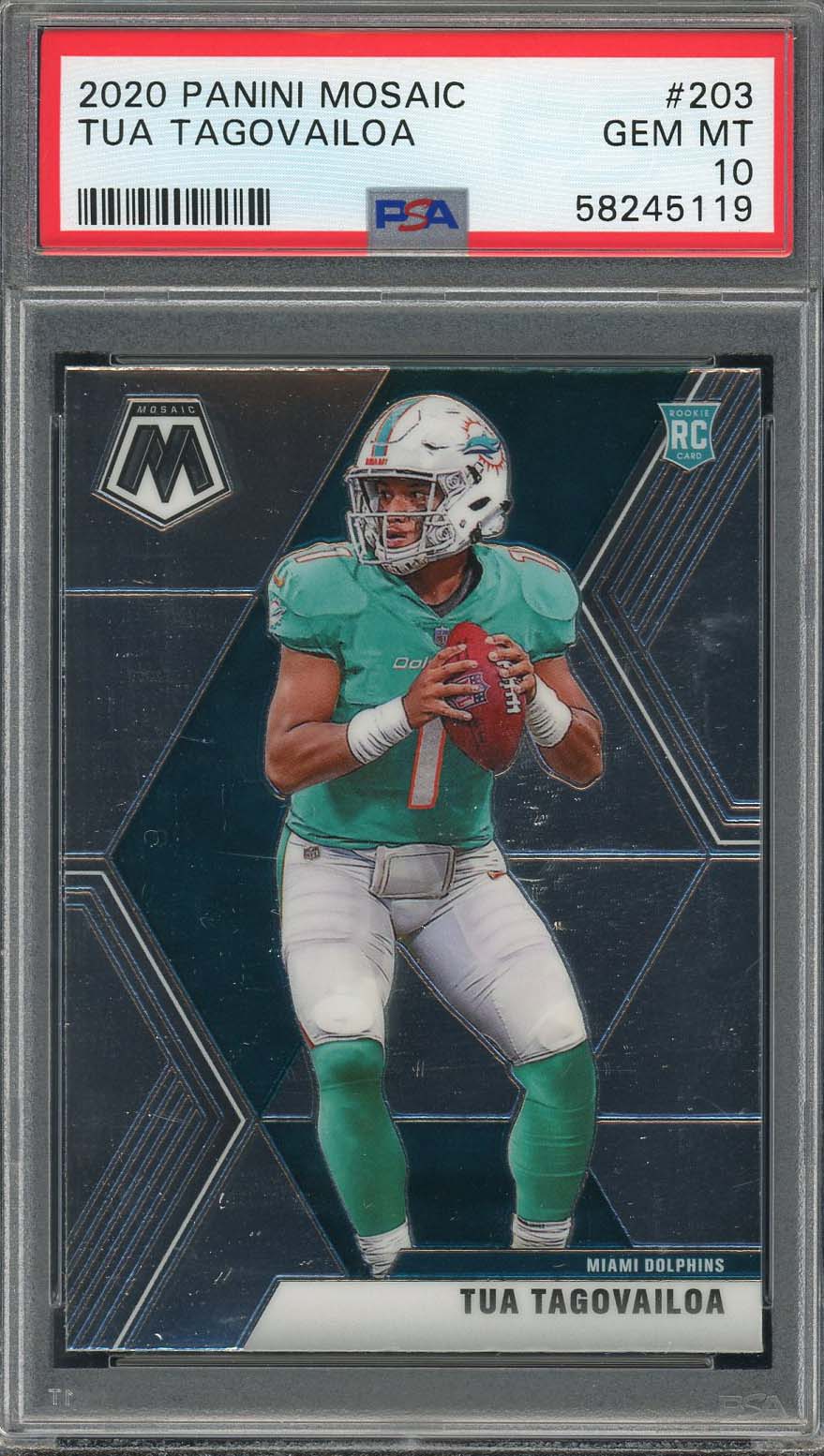 Tua Tagovailoa 2020 Panini Mosaic Football Rookie Card #203 Graded PSA 10-Powers Sports Memorabilia