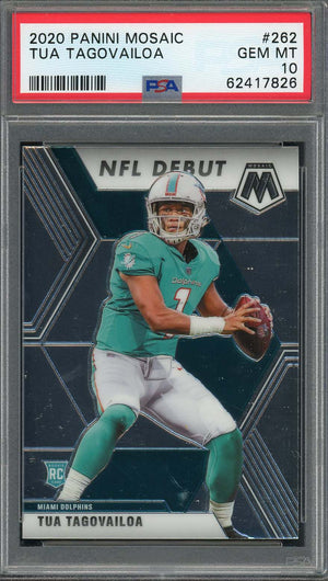 Tua Tagovailoa 2020 Panini Mosaic Football Rookie Card RC #262 Graded PSA 10-Powers Sports Memorabilia