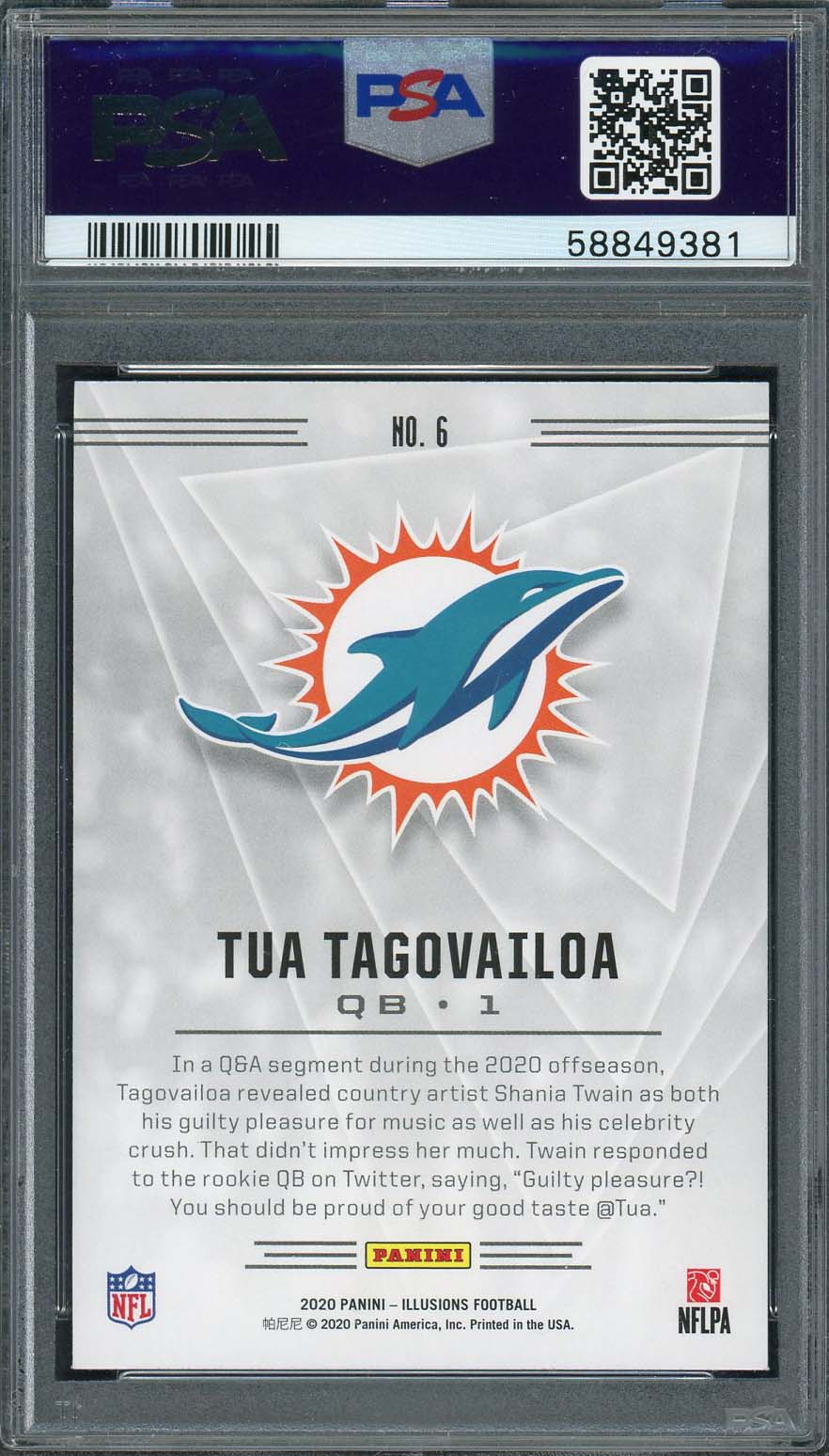 Tua Tagovailoa 2020 Panini Illusions Retail Rookie Card RC #6 Graded PSA 10-Powers Sports Memorabilia