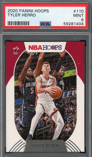 Tyler Herro 2020 Panini Hoops Basketball Card #110 Graded PSA 9-Powers Sports Memorabilia