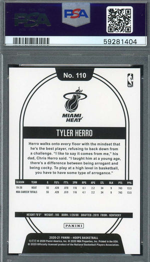 Tyler Herro 2020 Panini Hoops Basketball Card #110 Graded PSA 9-Powers Sports Memorabilia
