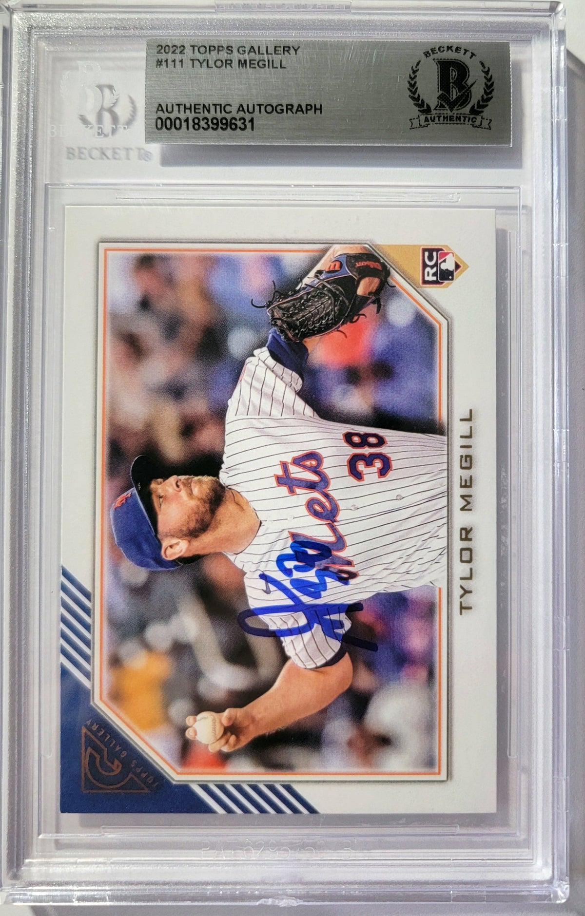 Tylor Megill Signed New York Mets 2022 Topps Gallery Rookie Card #111 Beckett-Powers Sports Memorabilia