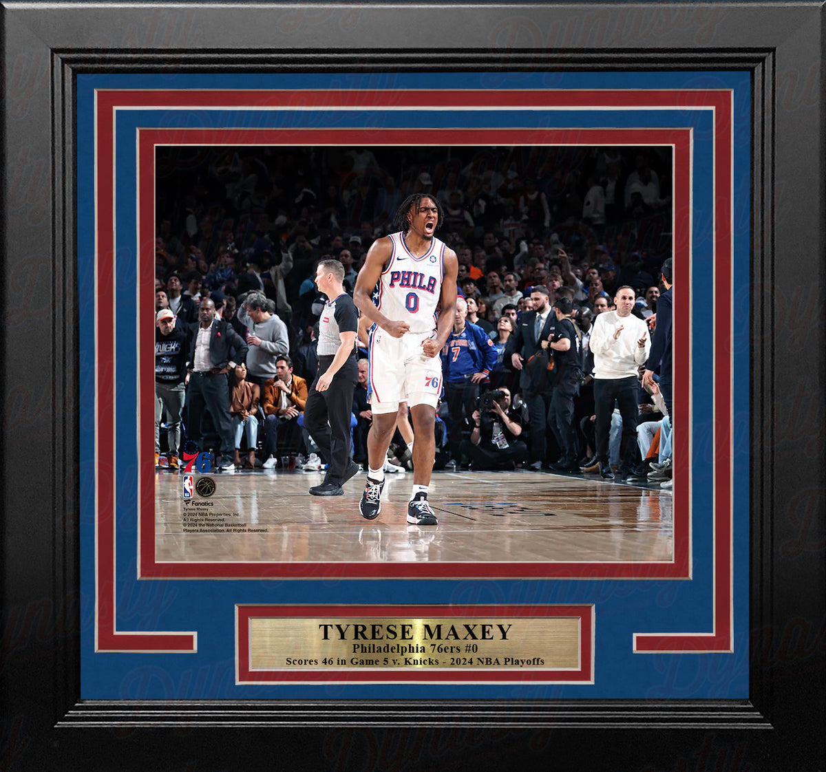 Tyrese Maxey Playoff Celebration Philadelphia 76ers 8" x 10" Framed Basketball Display Photo-Powers Sports Memorabilia