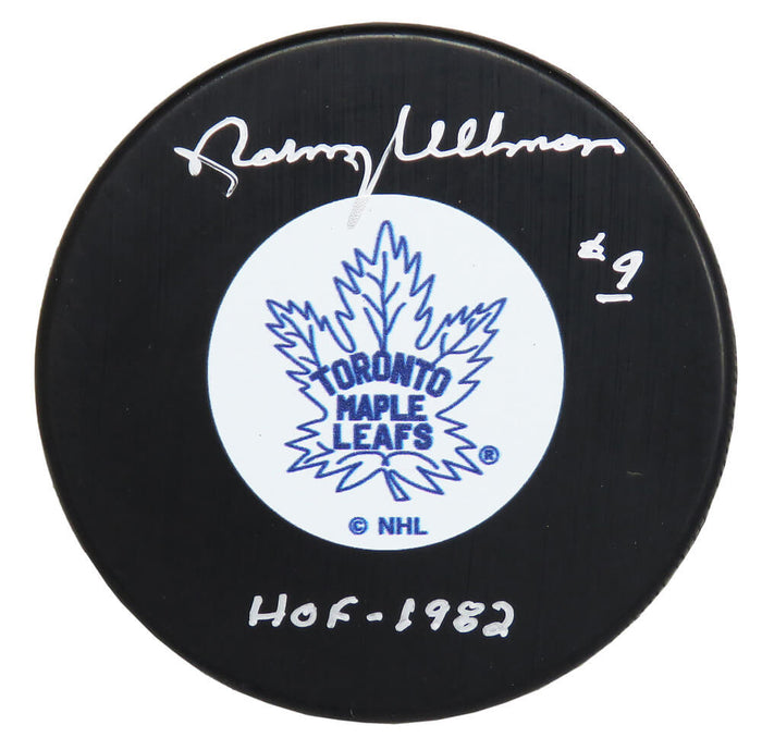 Norm Ullman Autographed Toronto Maple Leafs Logo Hockey Puck with HOF 1982-Powers Sports Memorabilia