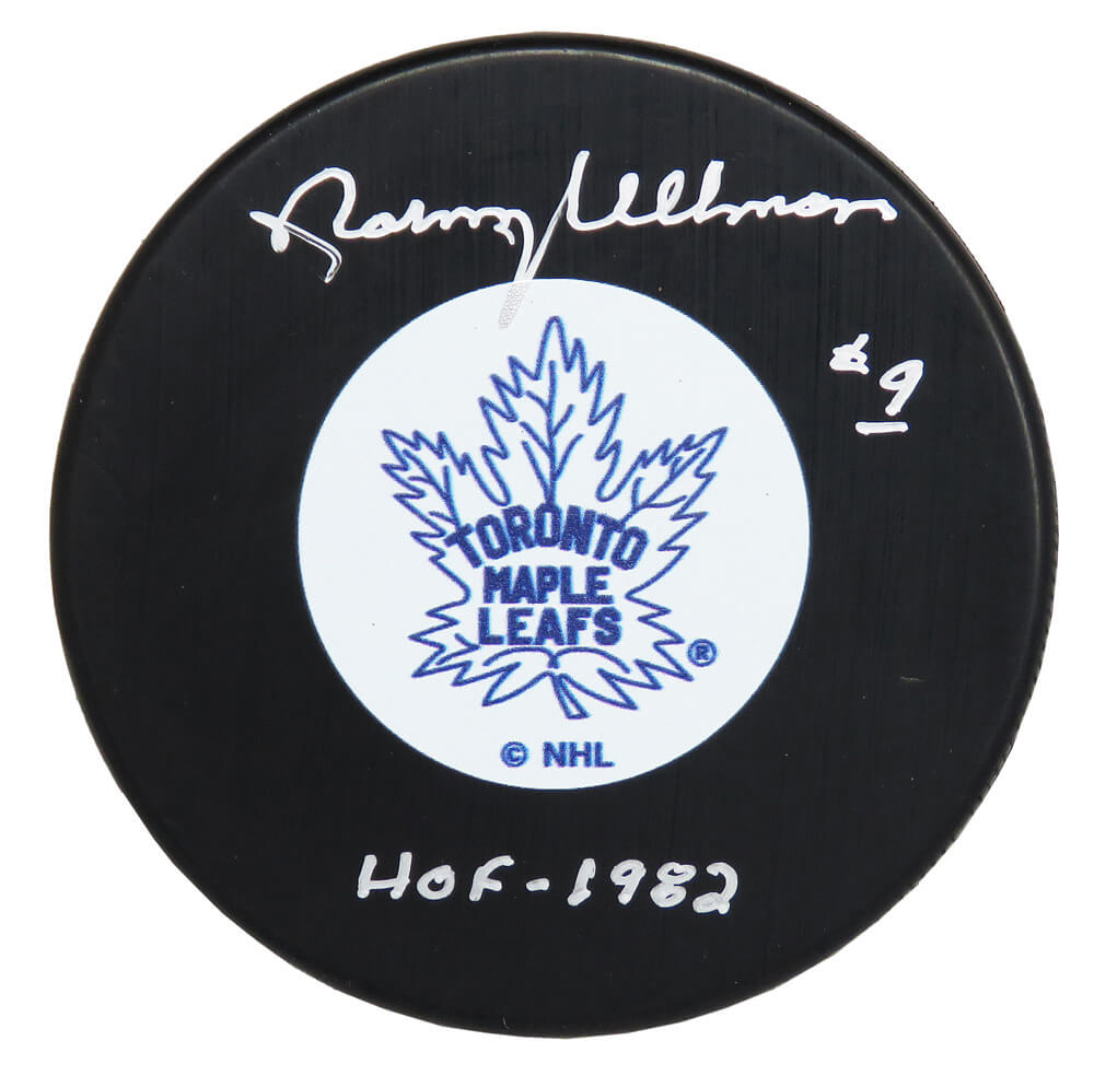 Norm Ullman Autographed Toronto Maple Leafs Logo Hockey Puck with HOF 1982-Powers Sports Memorabilia