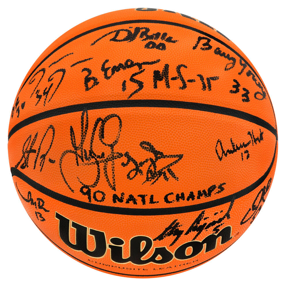 1990 UNLV Runnin' Rebels Team Autographed Wilson NCAA Game Replica Basketball with 90 Nat'l Champs (13 Signatures)-Powers Sports Memorabilia